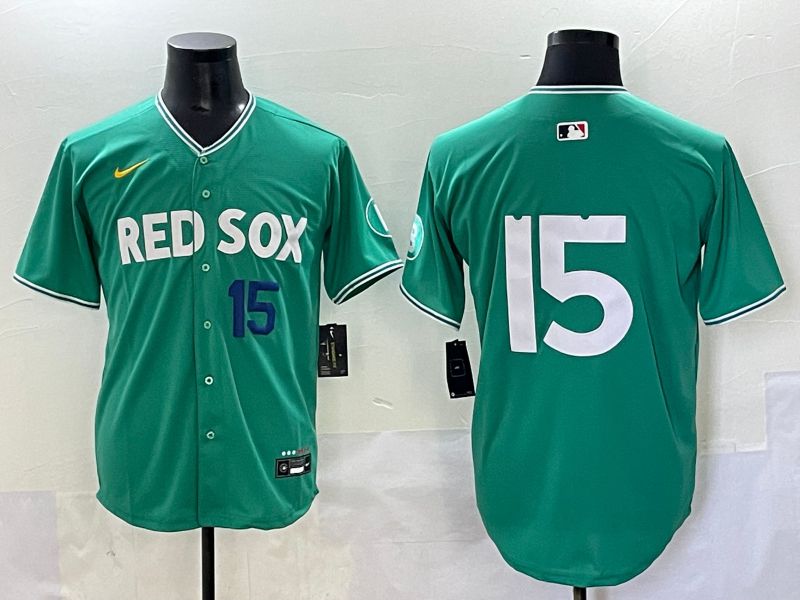 Men 2025 Boston Red Sox #15 No Name Dark Green Joint Name Nike MLB Jersey style 2